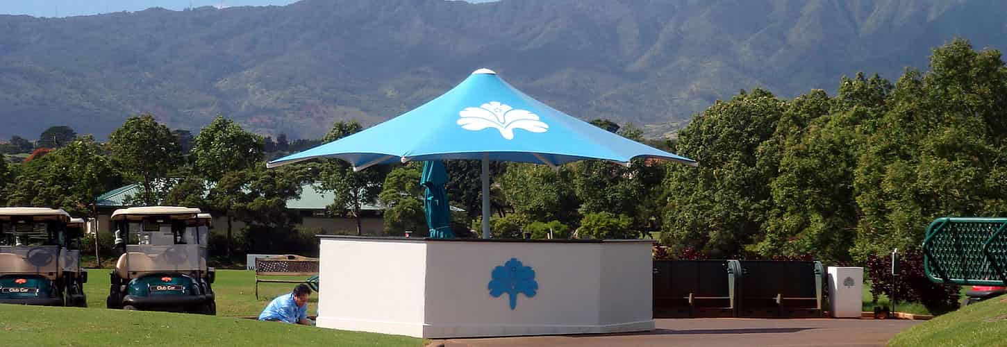 a shade structure for a gold course