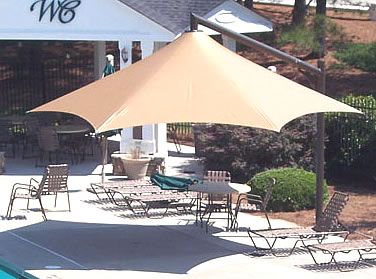beige pool shade structures