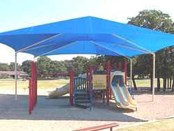 Playground shades :: Frontal view of the same structure under the playground shade and canopy.