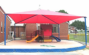 Playground shades :: Square shade structures and canopies can also cover an entire playground structure.
